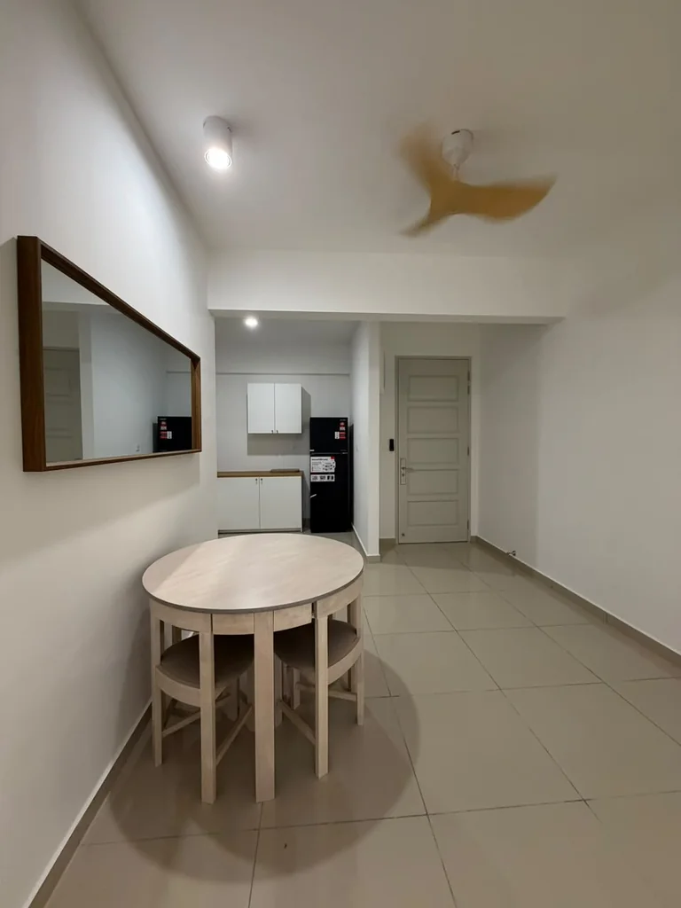 Ideal Venice dining table and chairs with the kitchen beyond